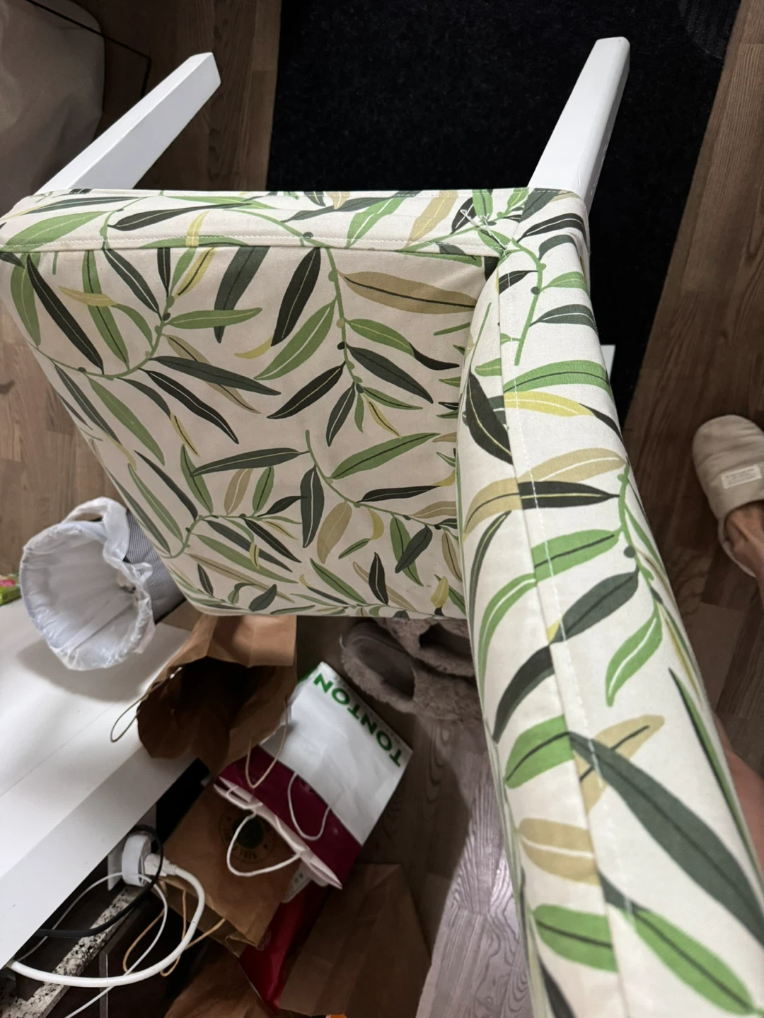 IKEA Bergmund Chair with Leaf Pattern Cover - photo 2