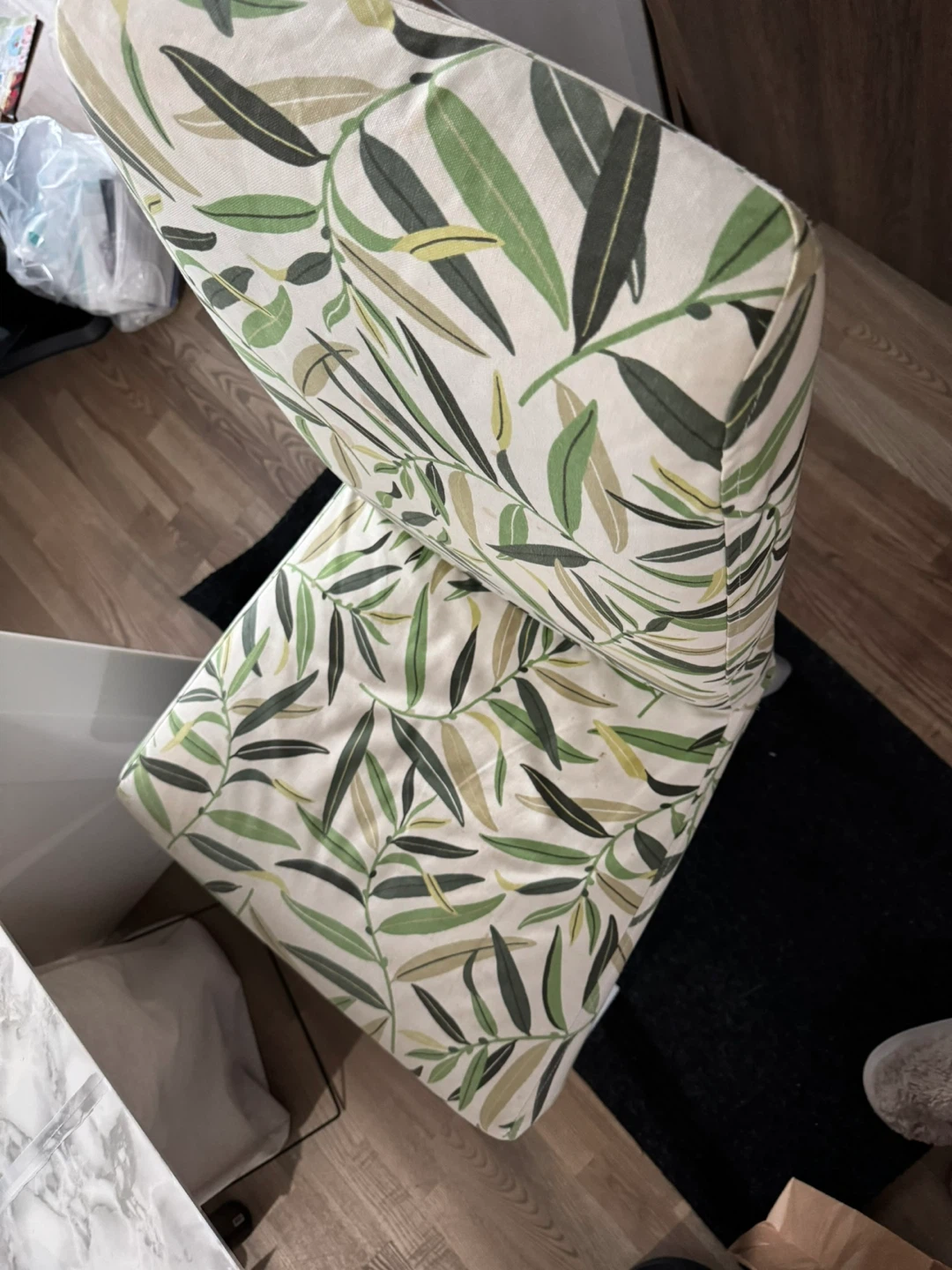IKEA Bergmund Chair with Leaf Pattern Cover - photo 3