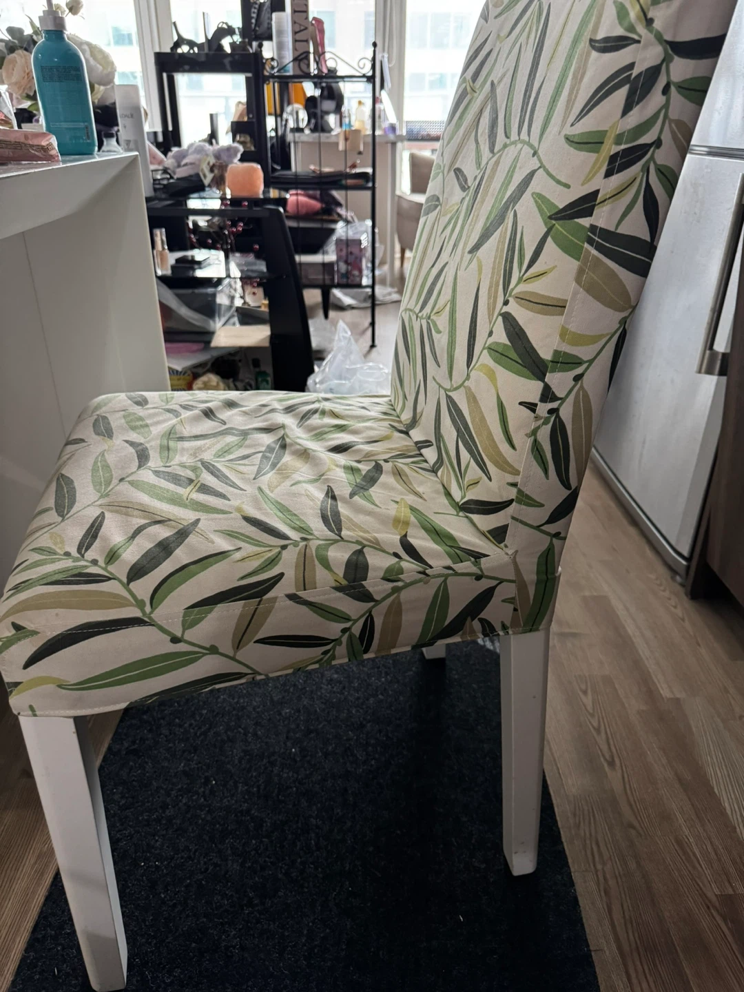 IKEA Bergmund Chair with Leaf Pattern Cover - photo 4
