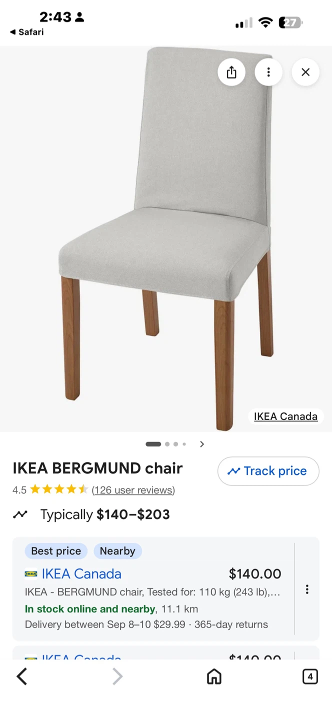 IKEA Bergmund Chair with Leaf Pattern Cover