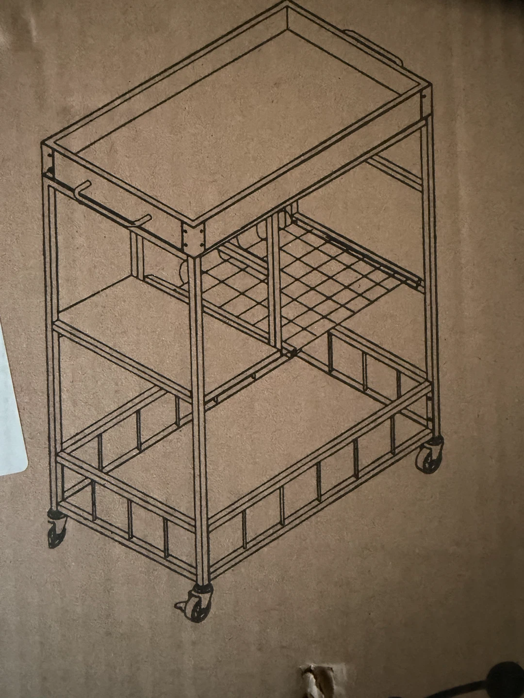 Aboxoo HM2815 Rolling Bar Cart - Black