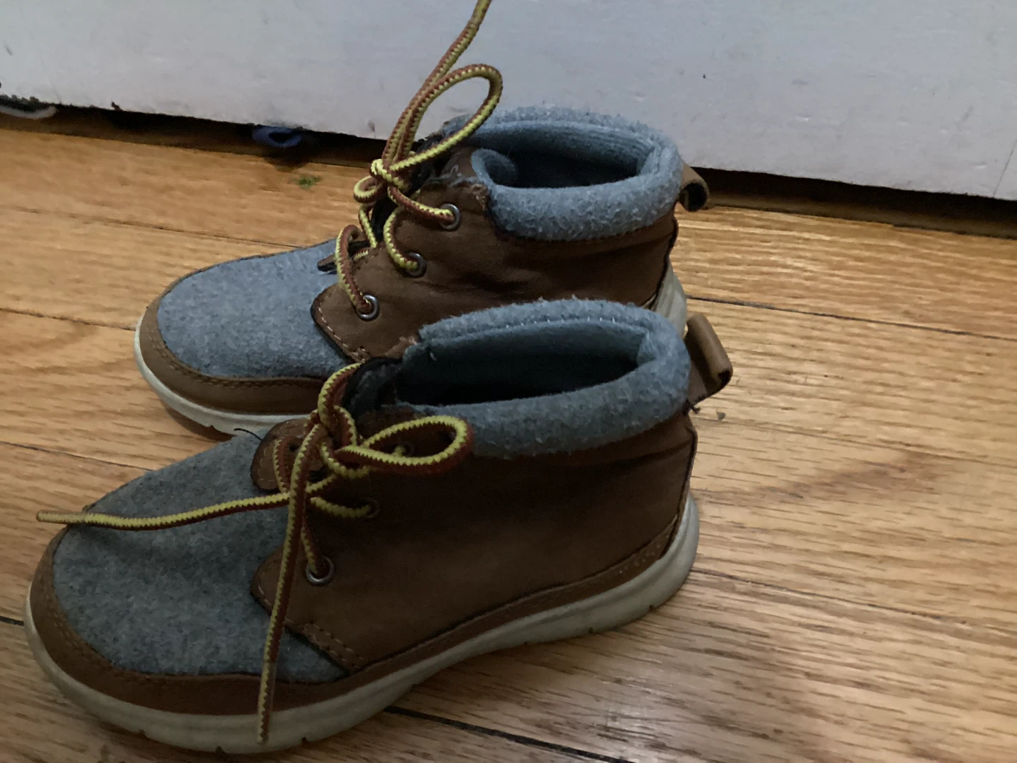 Size 9 Toddler Boys Brown and Gray Boots