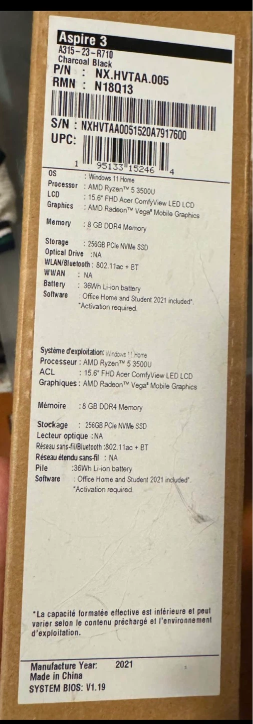 Acer Aspire 3 Laptop - 15.6 inch