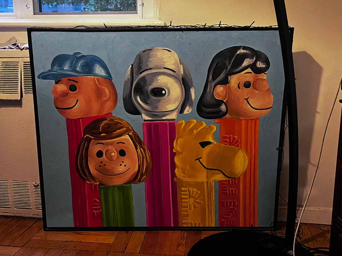 Peanuts Characters Pez Dispenser Canvas Painting