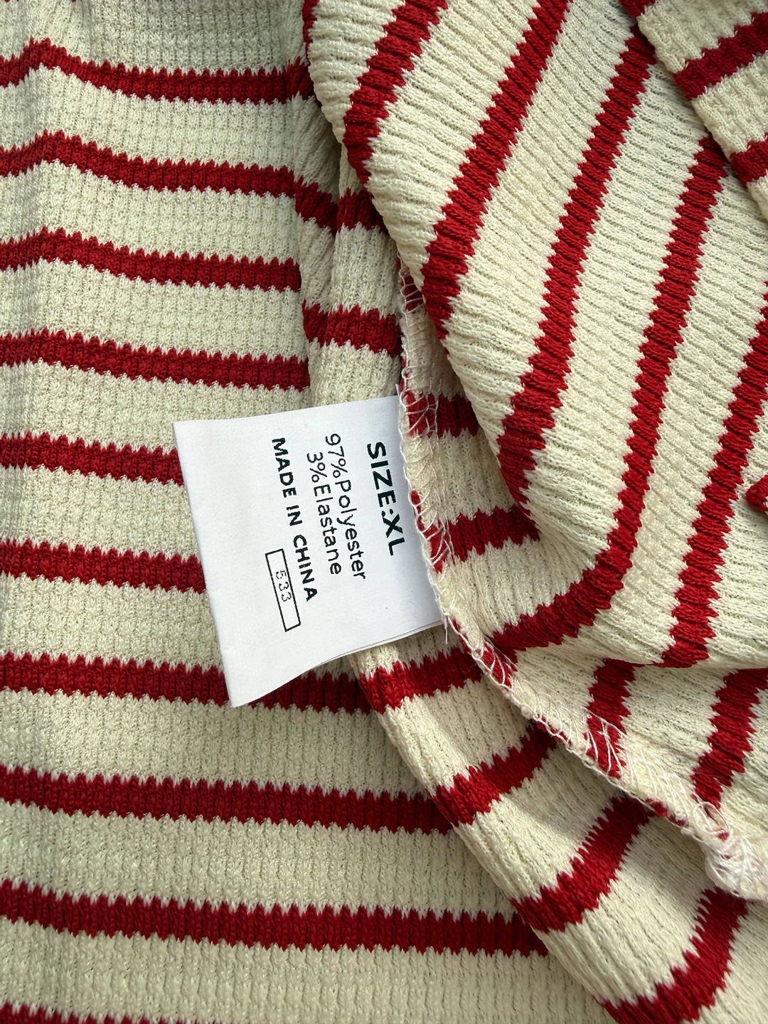 Red and cream striped long-sleeve shirt - photo 2
