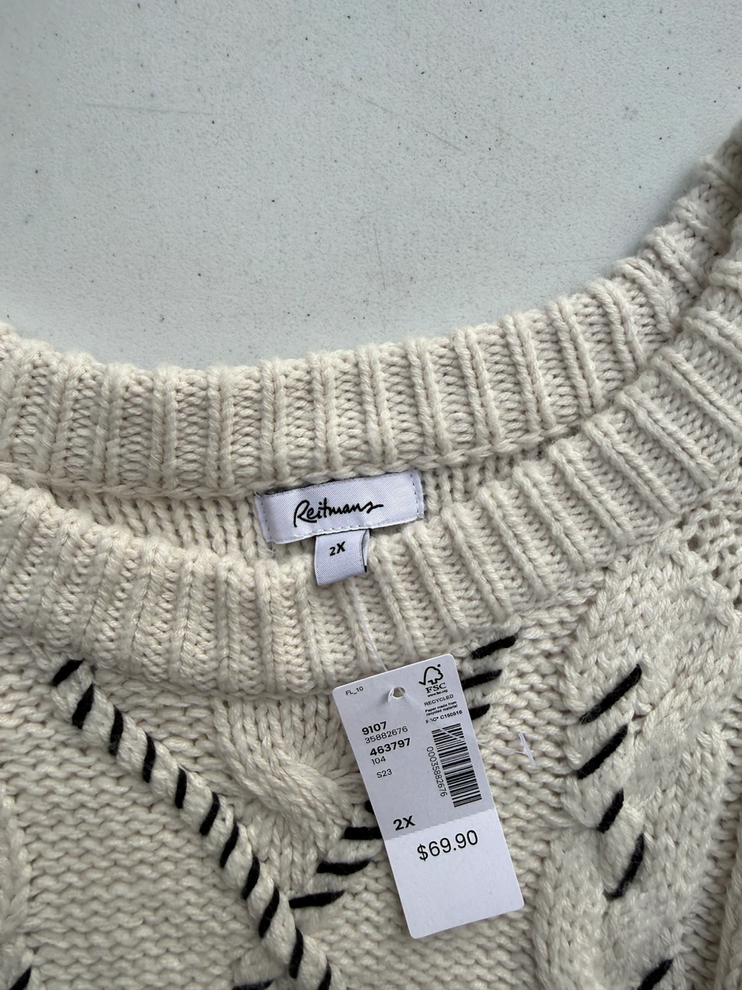Reitmans Cream Cable Knit Sweater - photo 3