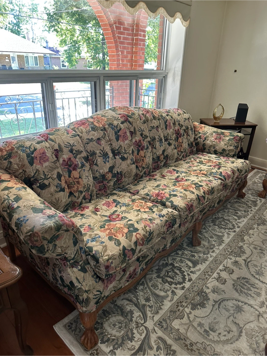 Floral pattern sofa and love seat