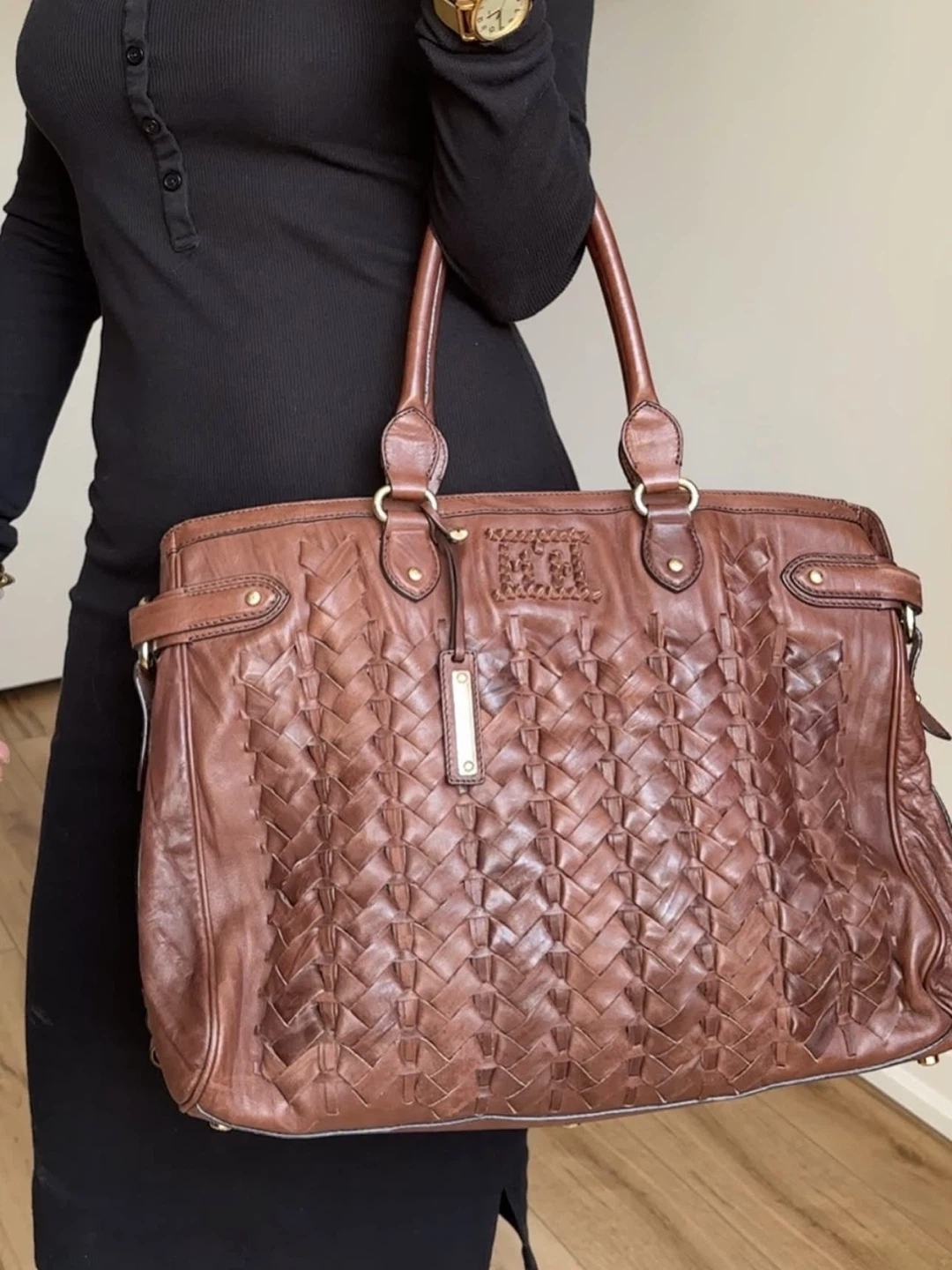 Escada Margaretha Leather Weave Tote Bag