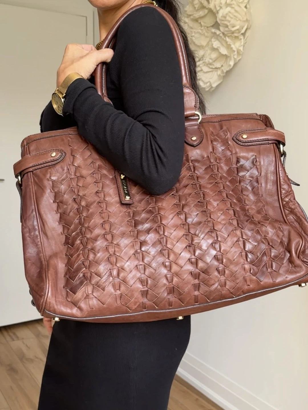 Escada Margaretha Leather Weave Tote Bag - photo 2