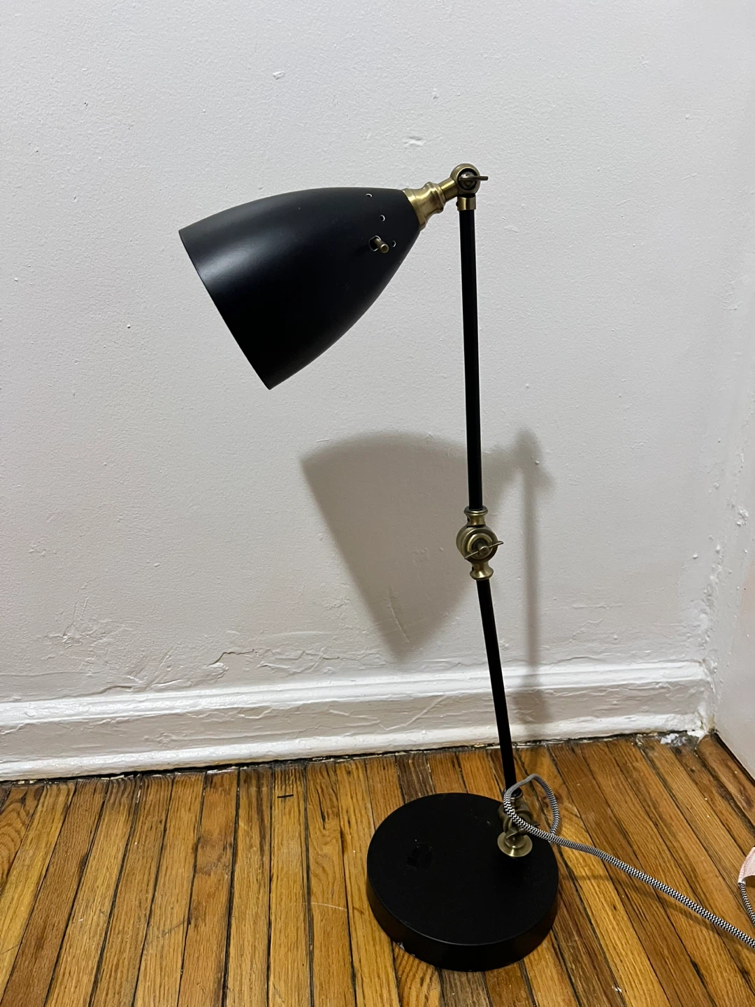 Adjustable Black and Brass Desk Lamp