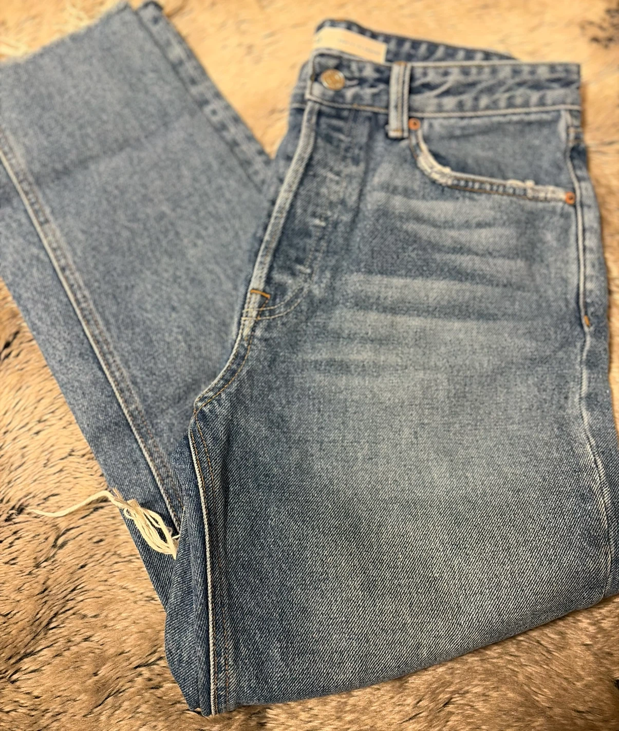 GRLFRND Blue Distressed Denim Jeans