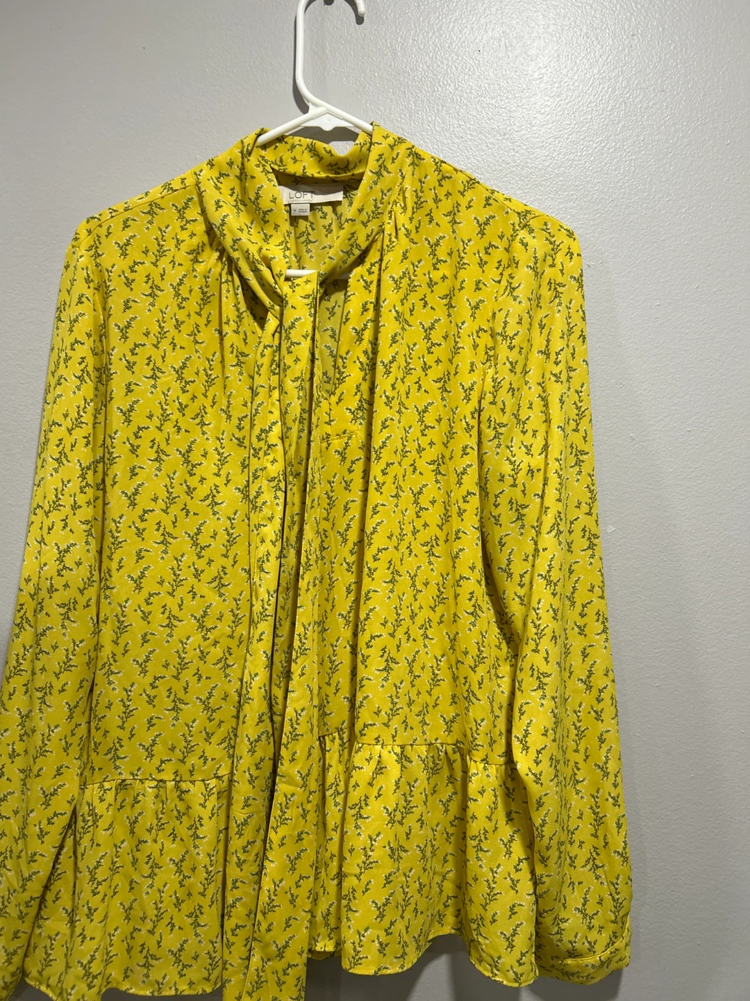 LOFT Floral Tie-Neck Blouse Yellow