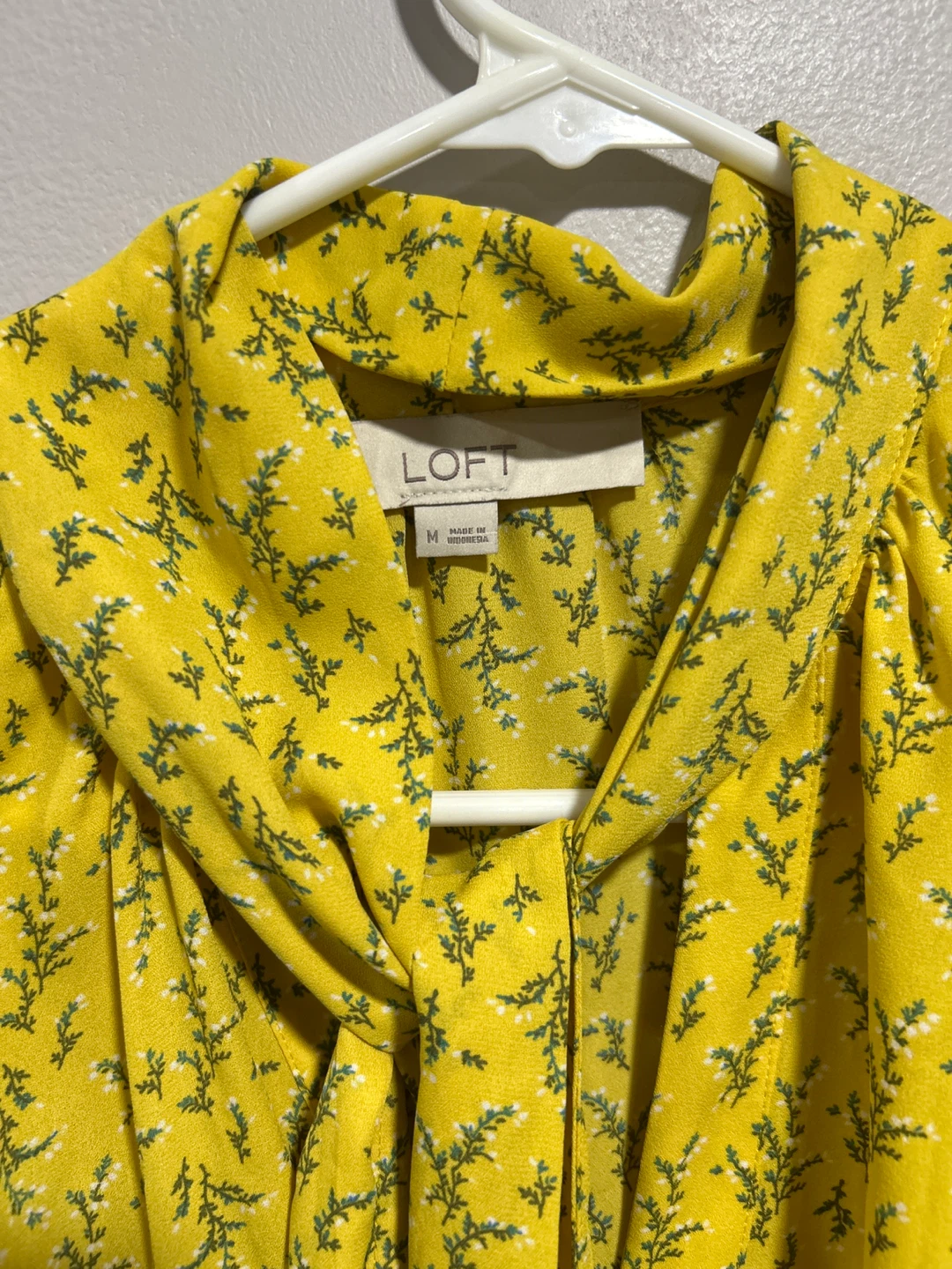 LOFT Floral Tie-Neck Blouse Yellow - photo 2