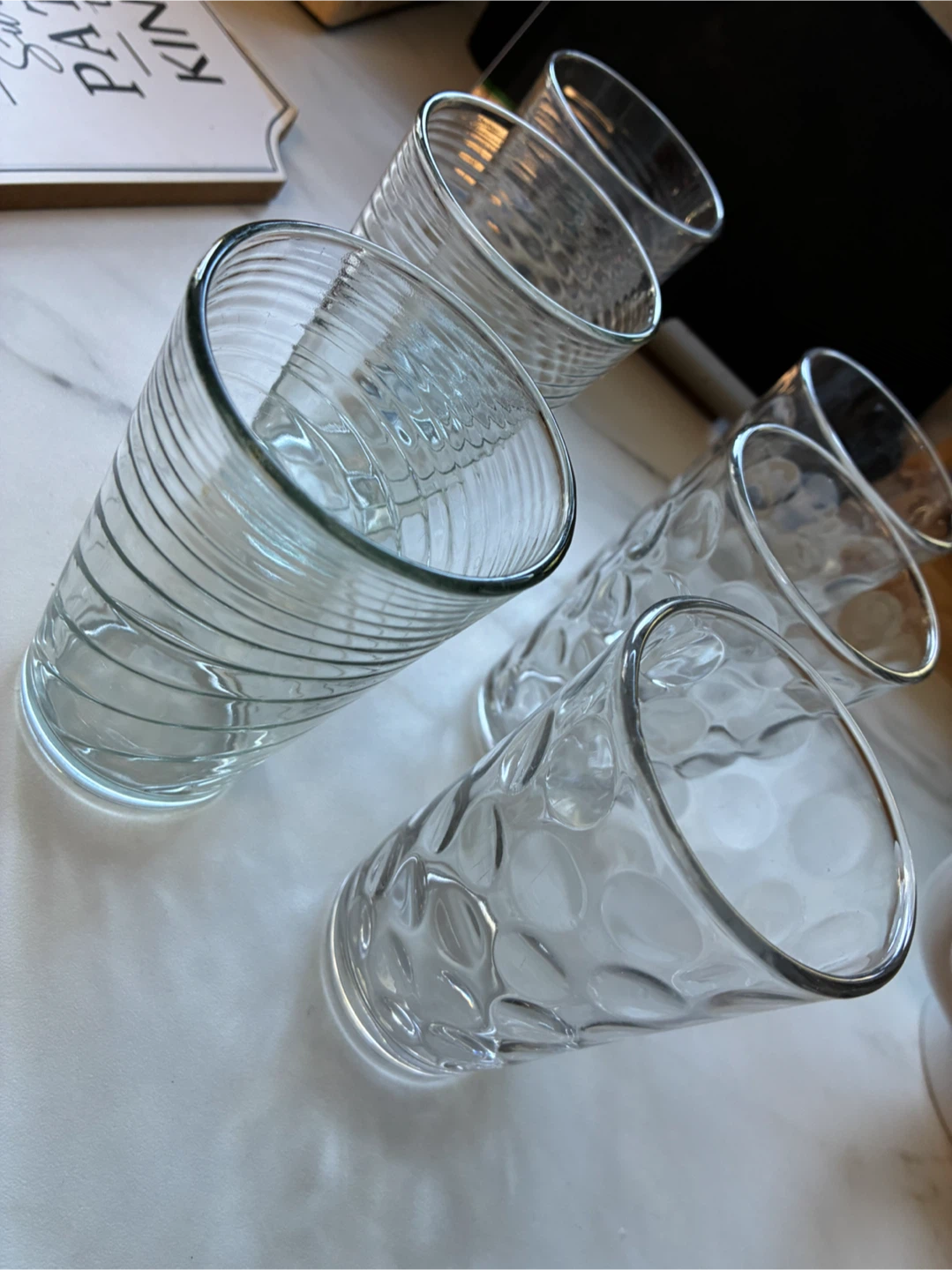 Set of 6 textured drinking glasses
