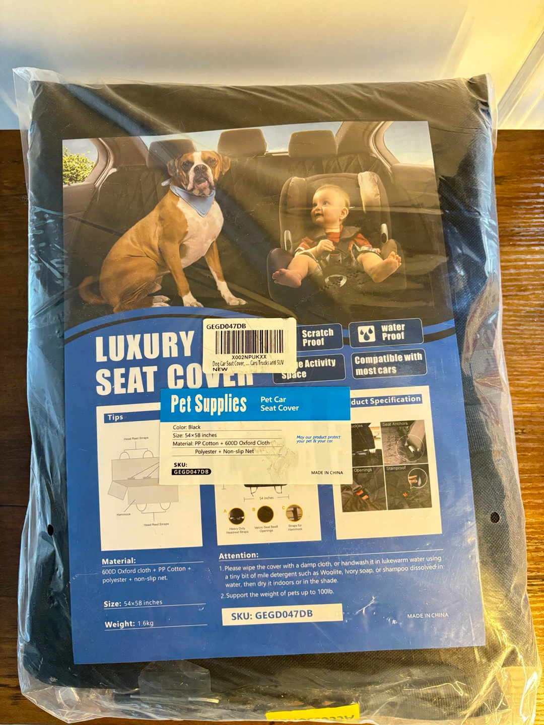 Black Pet Car Seat Cover