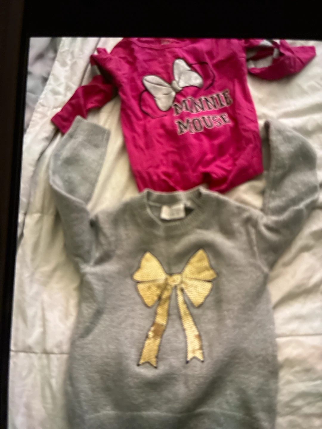 Girls Minnie Mouse Top and Bow Sweater Set