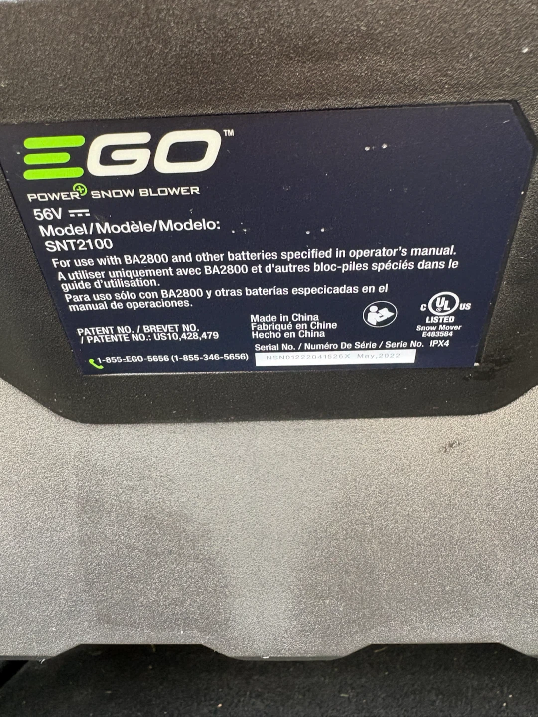 EGO Power+ 56V Snow Blower SNT2100 - photo 2