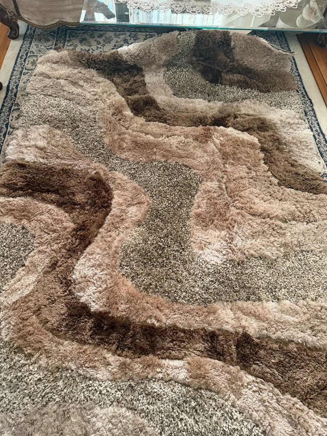 Abstract Shag Area Rug - Brown and Beige - photo 2