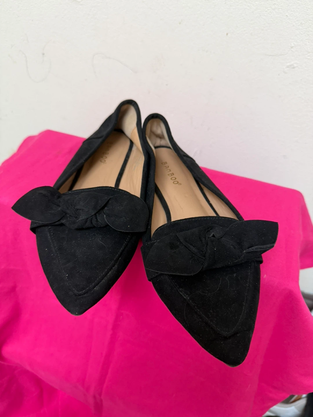 Bamboo black bow flats