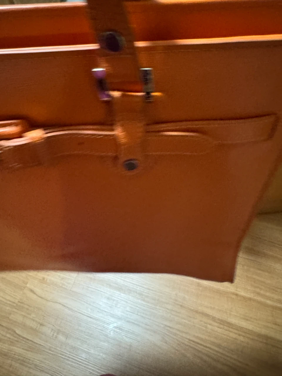Orange Italian Leather Tote Bag