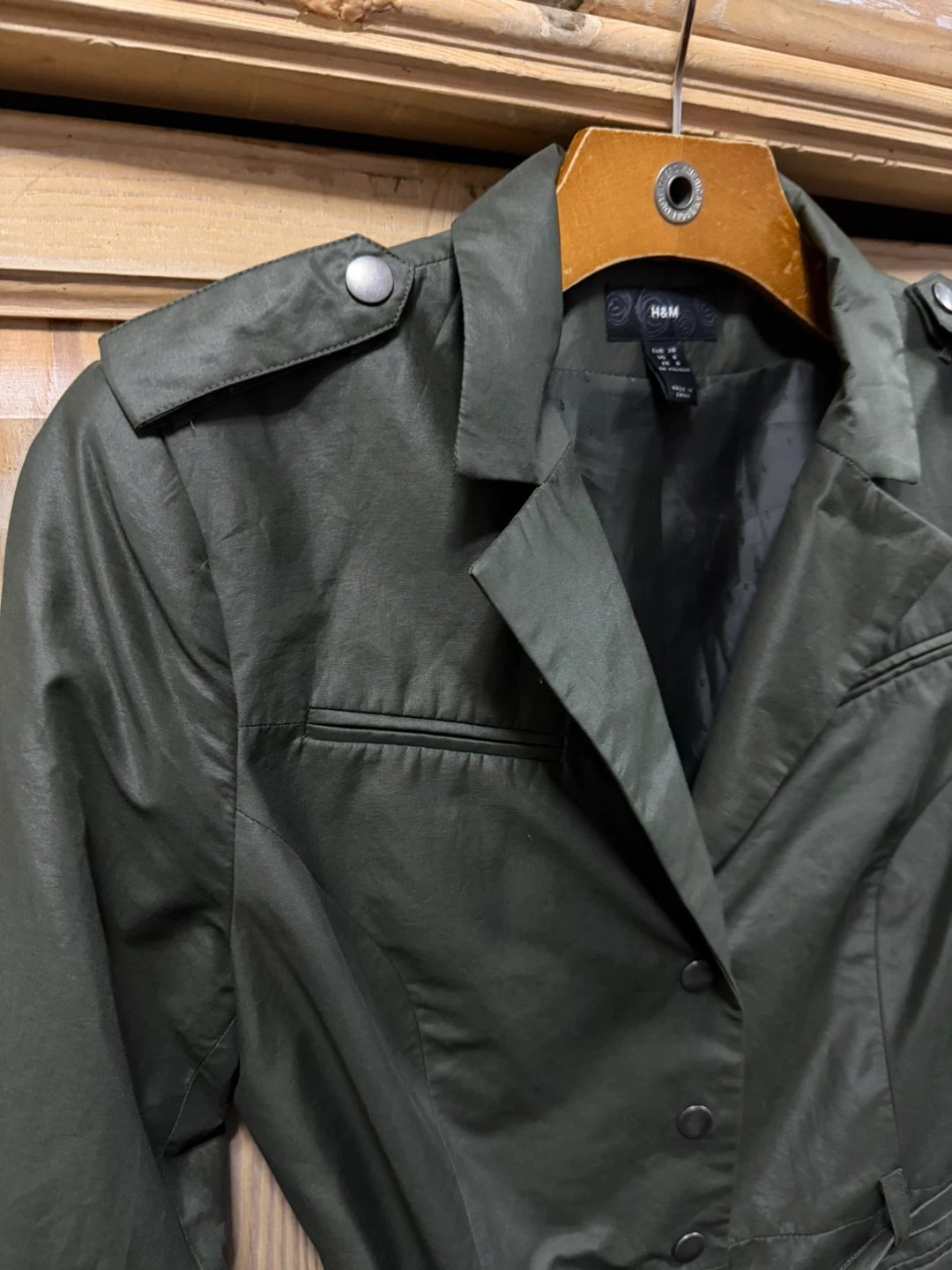 H&M Olive Green Utility Jacket Size US 8 - photo 3