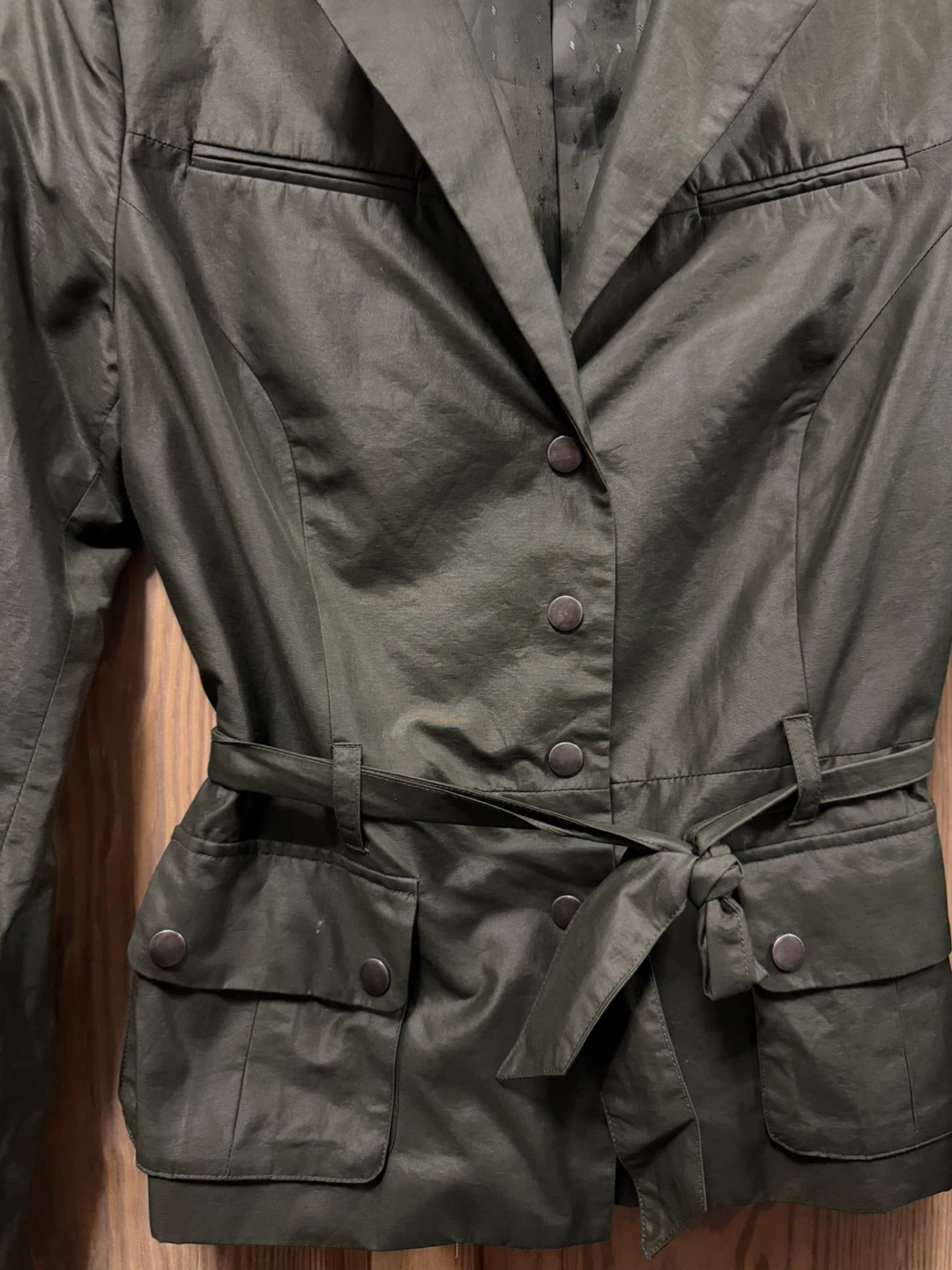 H&M Olive Green Utility Jacket Size US 8 - photo 4