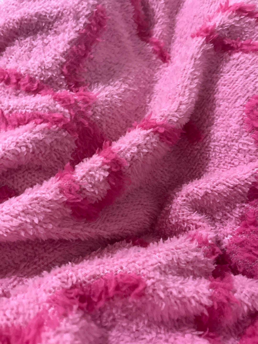 Pink patterned fuzzy fleece throw blanket