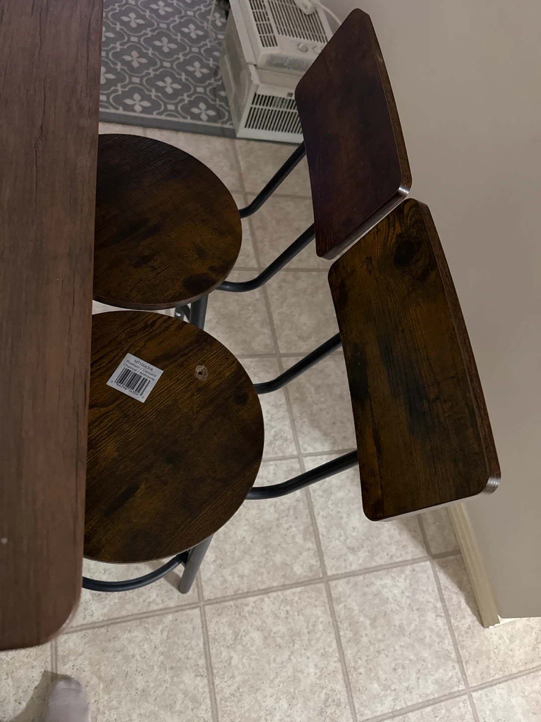 Rustic Wood Dining Table with Two bar chairs Stools - photo 2
