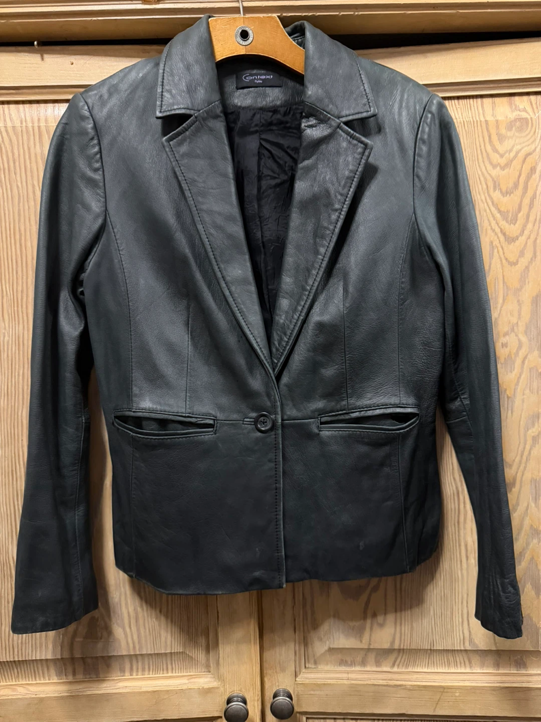 Context Petite Black Leather Jacket