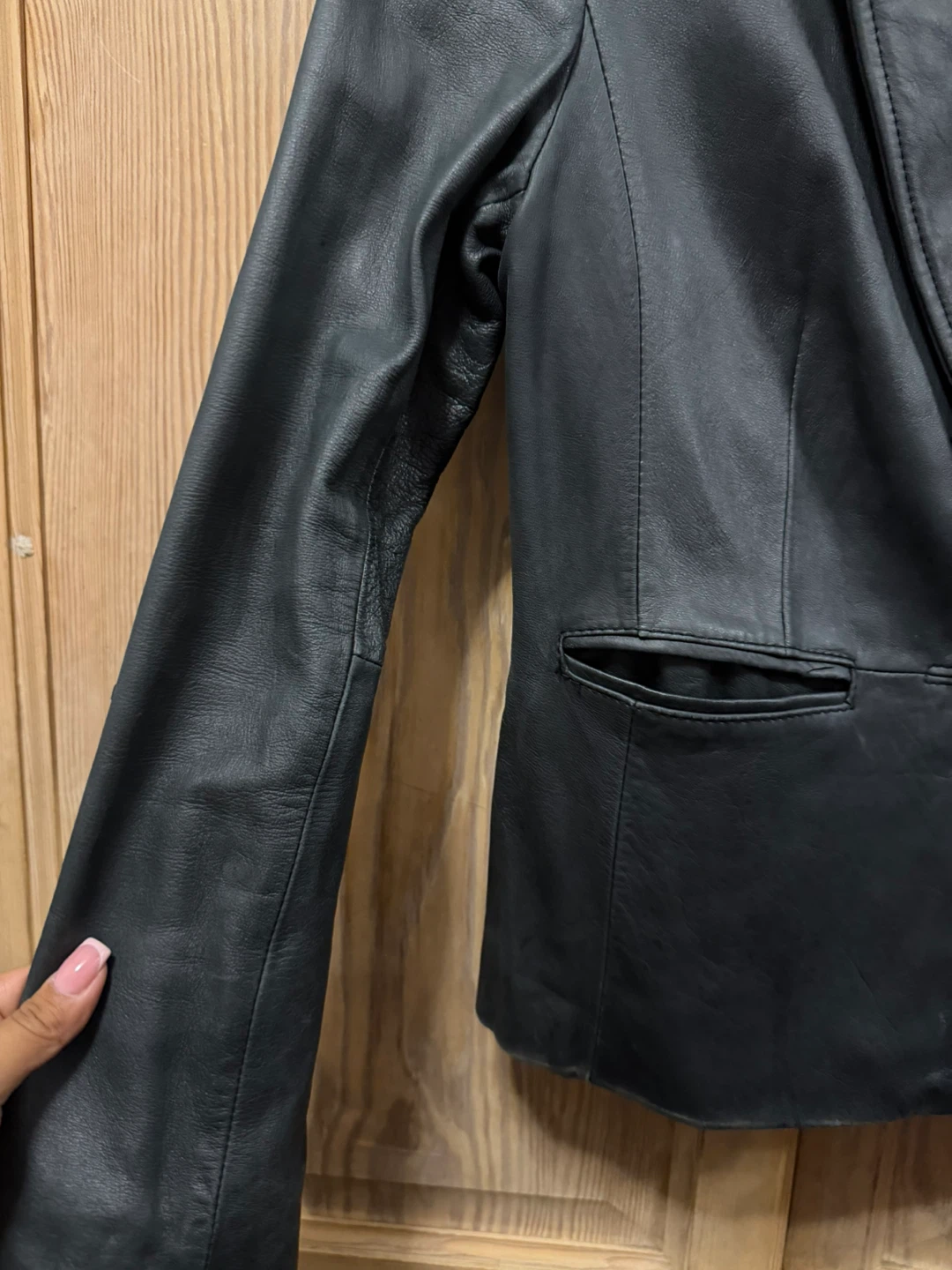 Context Petite Black Leather Jacket - photo 3