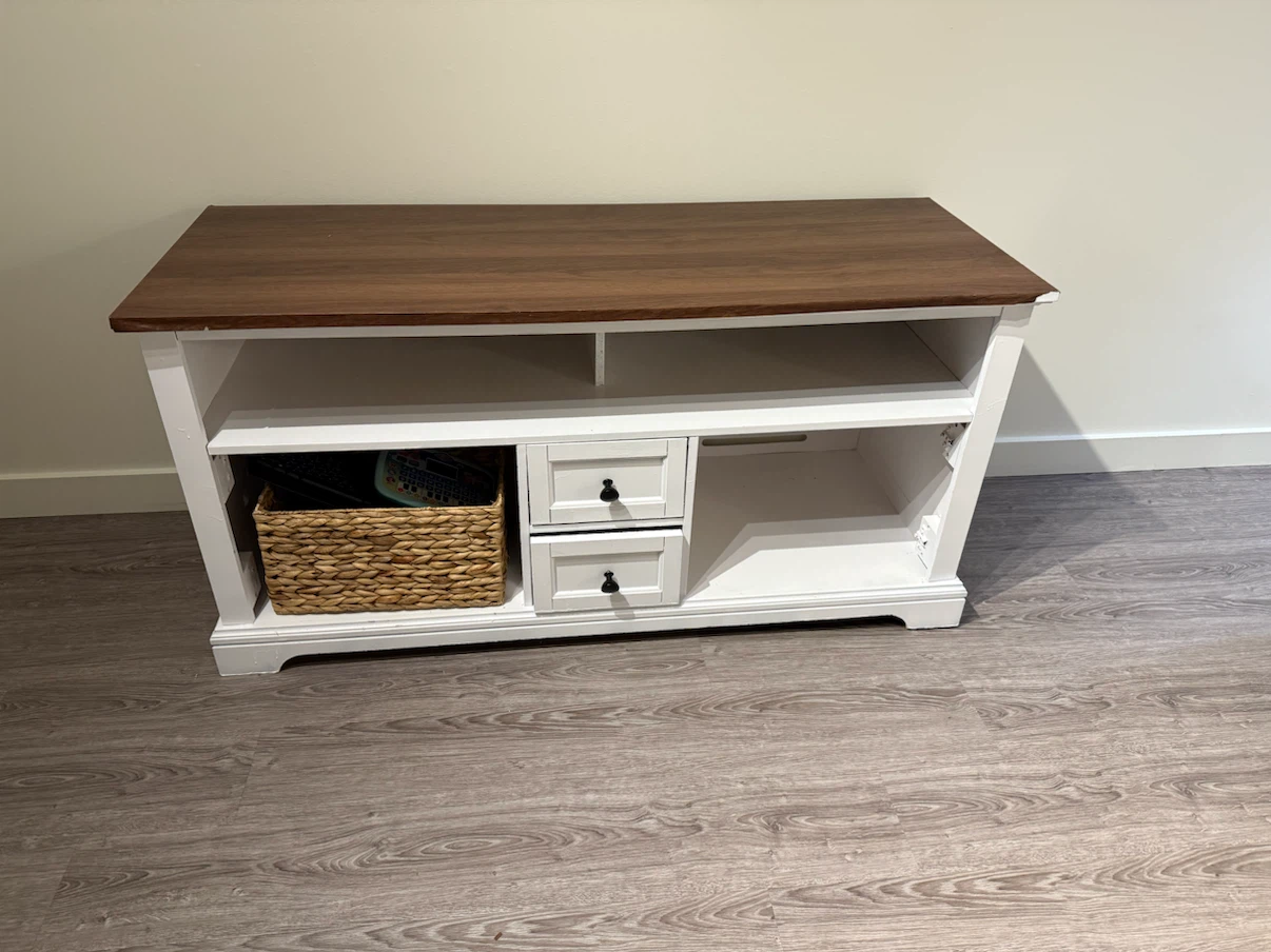 White and Wood TV Stand Console