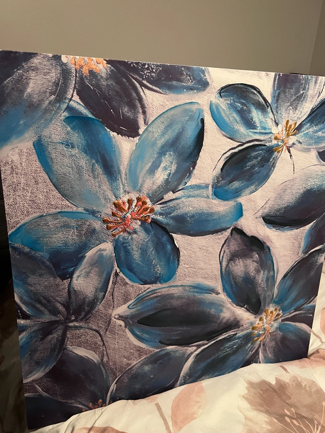 Blue Floral Canvas Wall Art