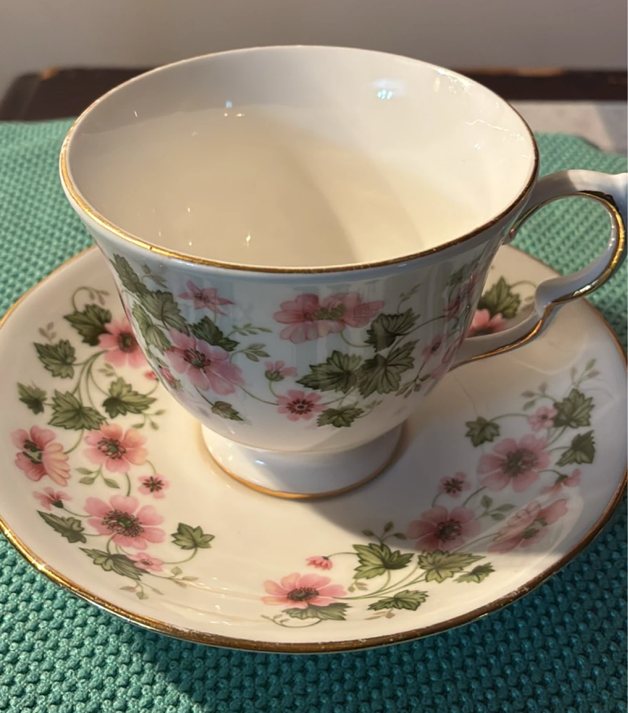 Vintage Queen Anne Floral Teacup and Saucer Set