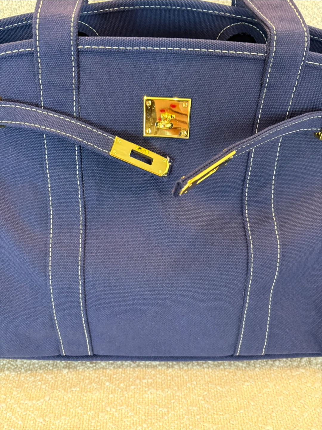 PICK UP THIS WEEKND! New BOATKIN Birkin Blue Canvas Handbag - photo 2