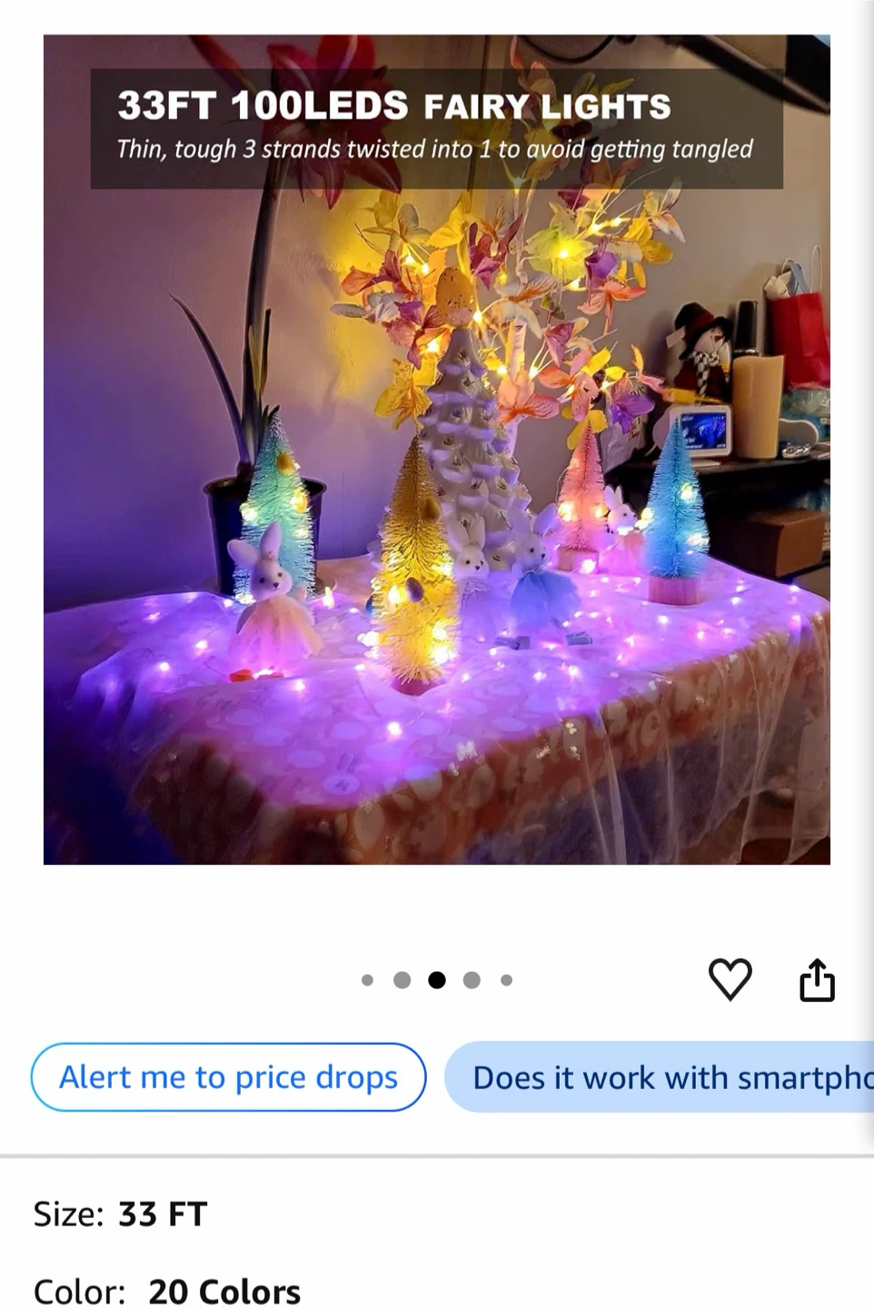 33ft Multicolor Fairy Lights with Remote - photo 4