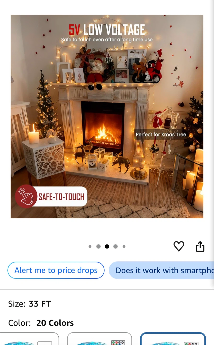 33ft Multicolor Fairy Lights with Remote - photo 5