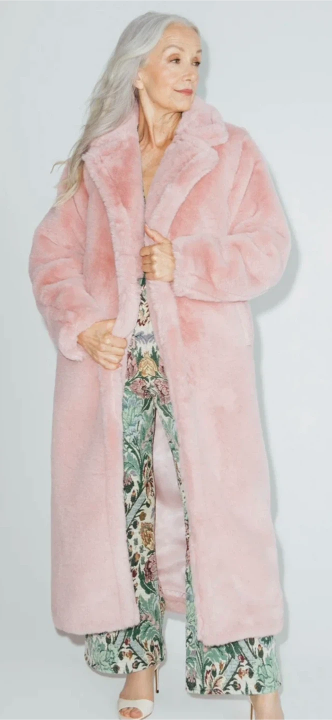 Hilary MacMillan Pink Faux Fur Coat