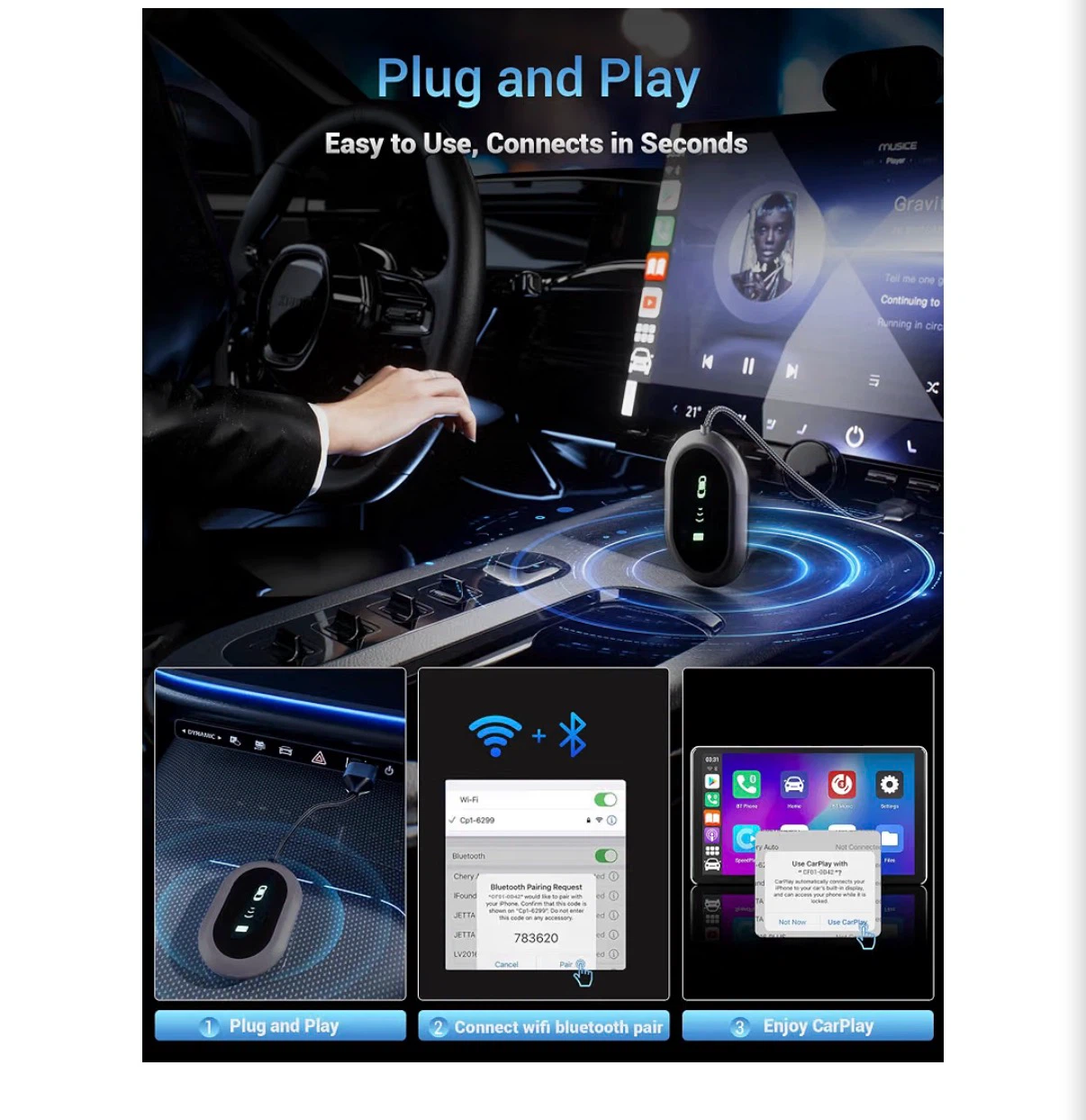 Wireless CarPlay and Android Auto Adapter - photo 2