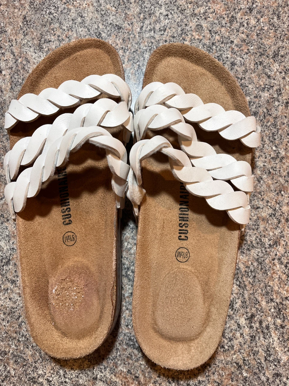Cushionaire White Braided Sandals Size 8.5M
