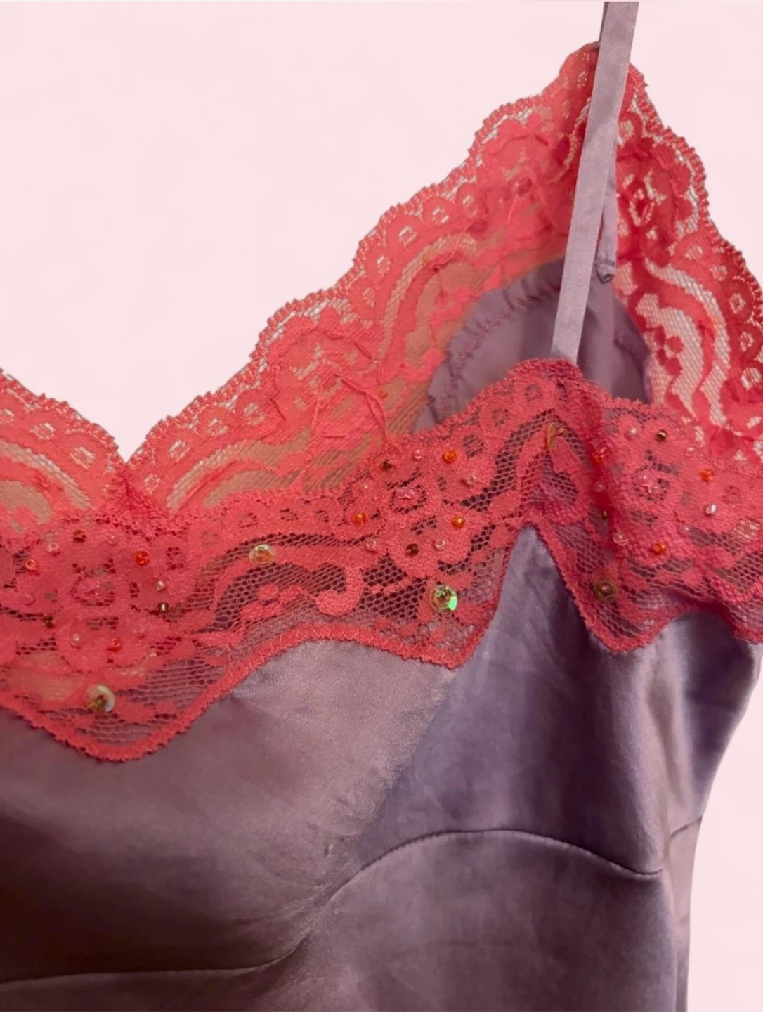 Gold hawk 100 % silk slip with lace trim - photo 2