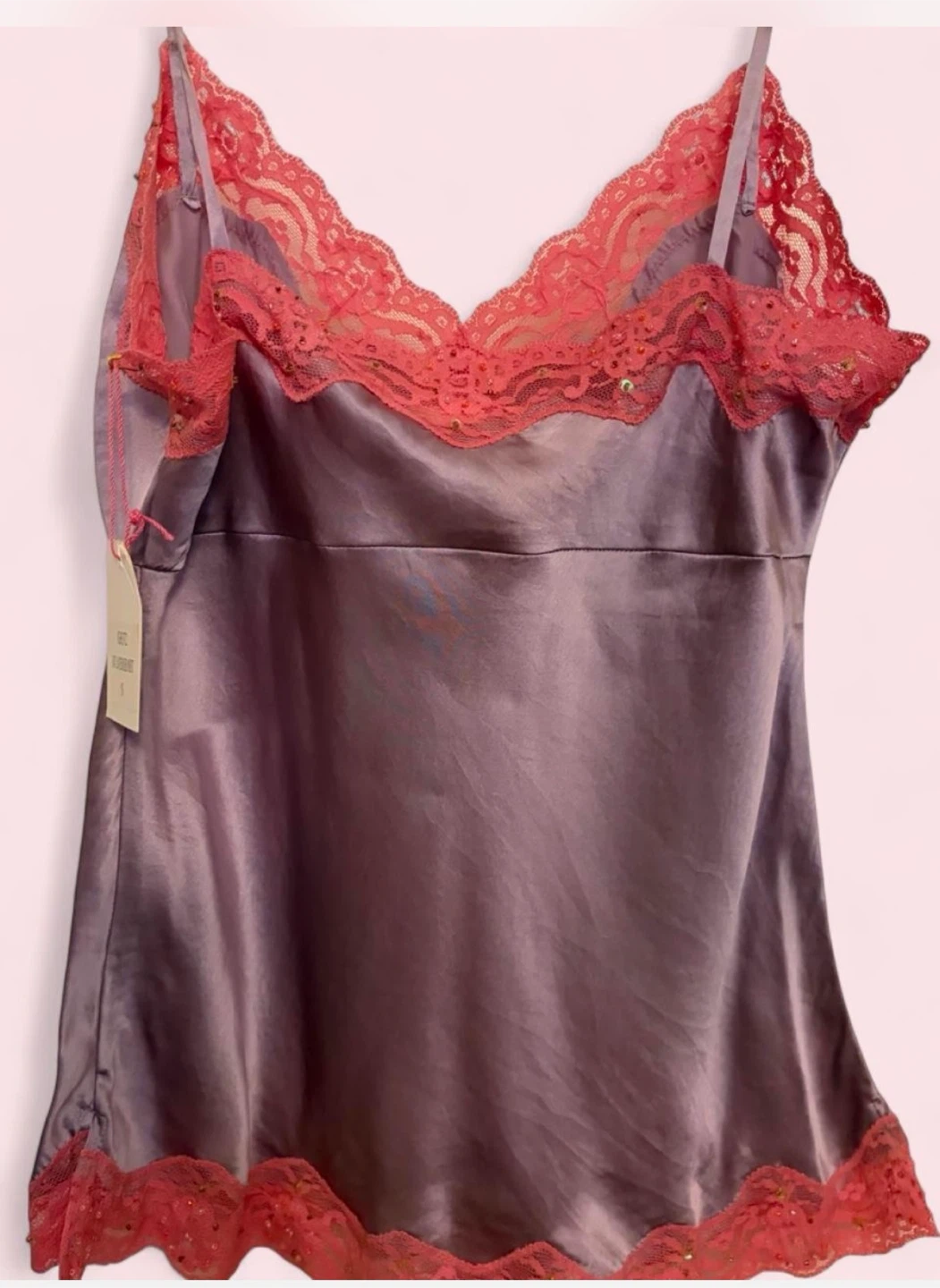 Gold hawk 100 % silk slip with lace trim - photo 3