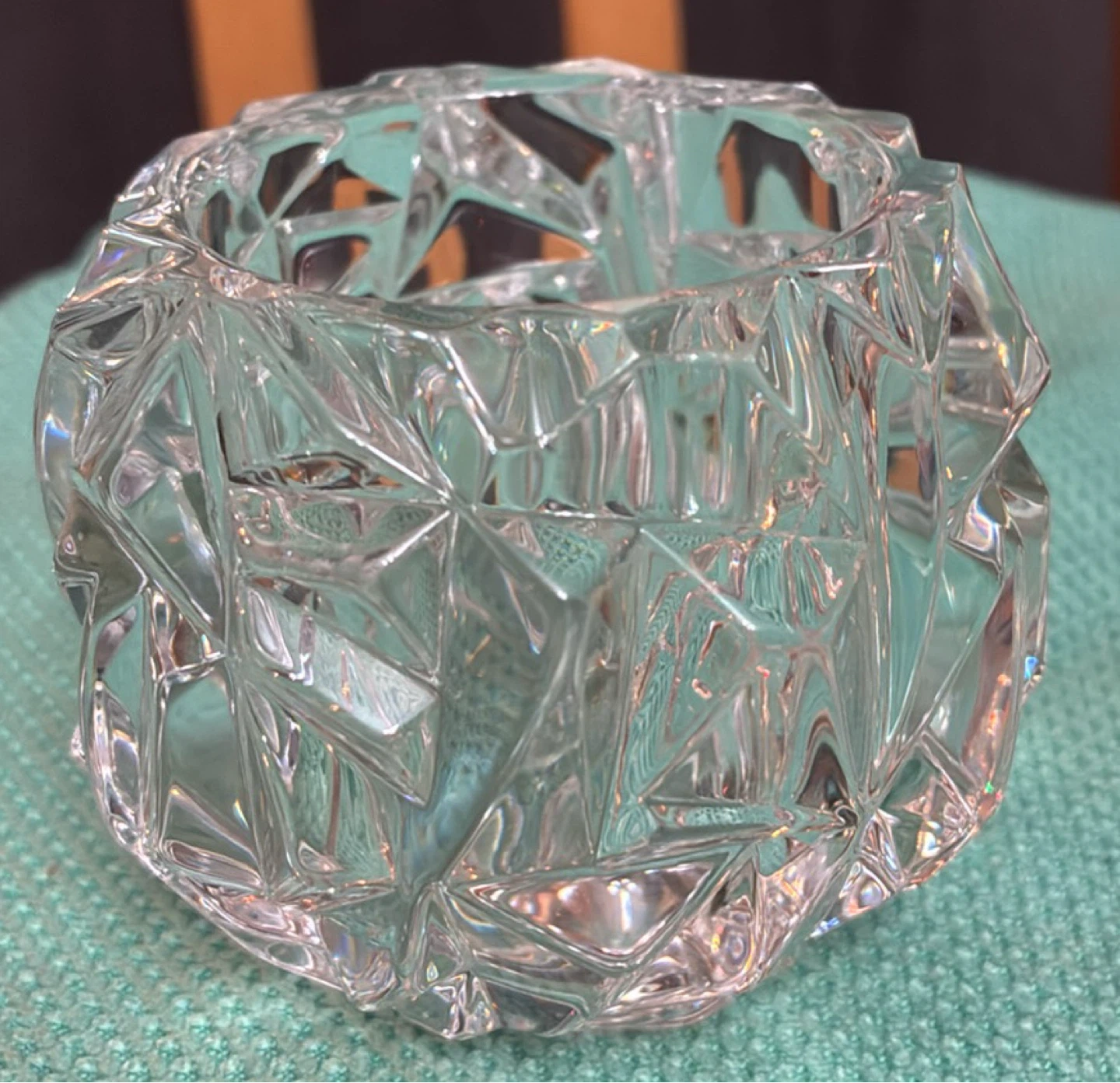 Vintage Tiffany & Co. Rock Cut Crystal Votive Candle Holder