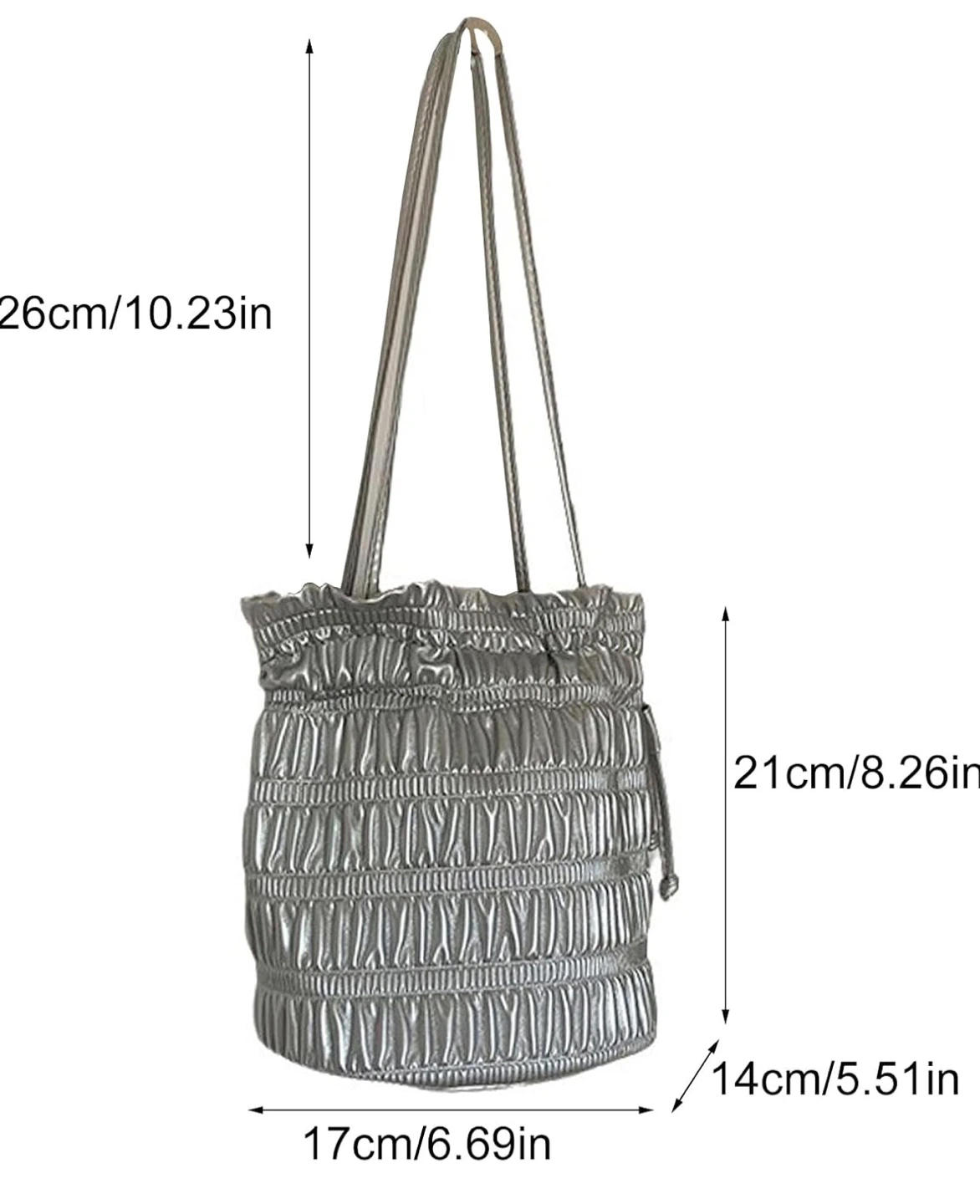Silver Ruched Bucket Bag - photo 4
