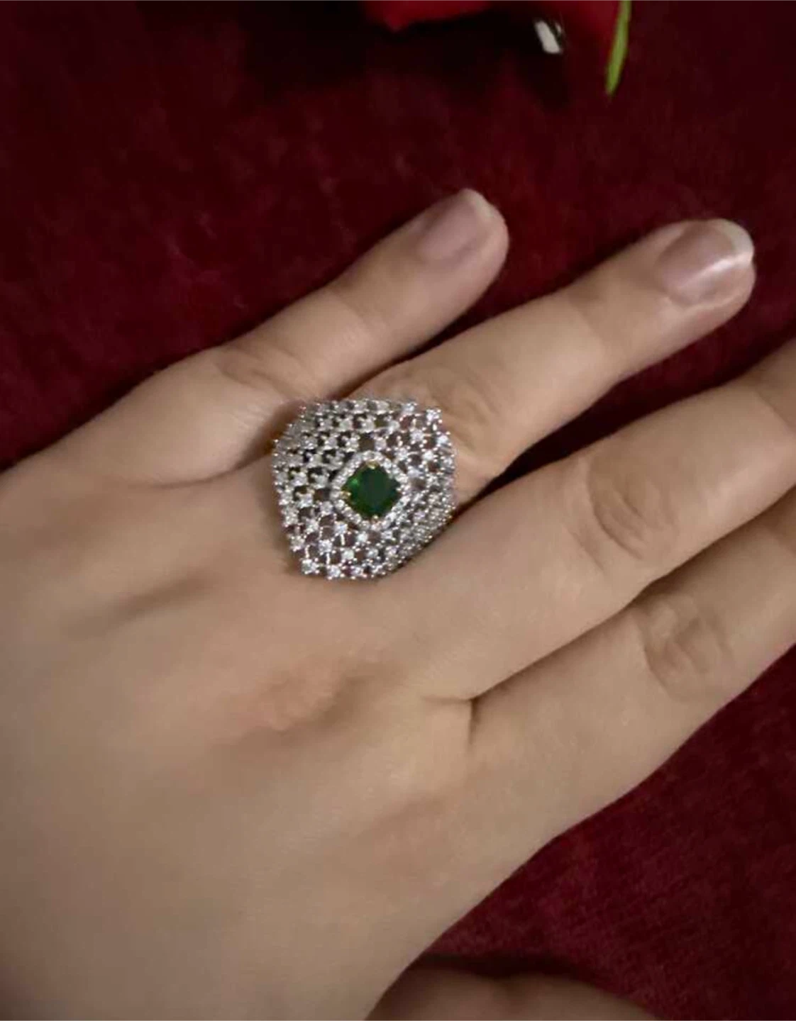 Emerald and Diamond Statement Ring