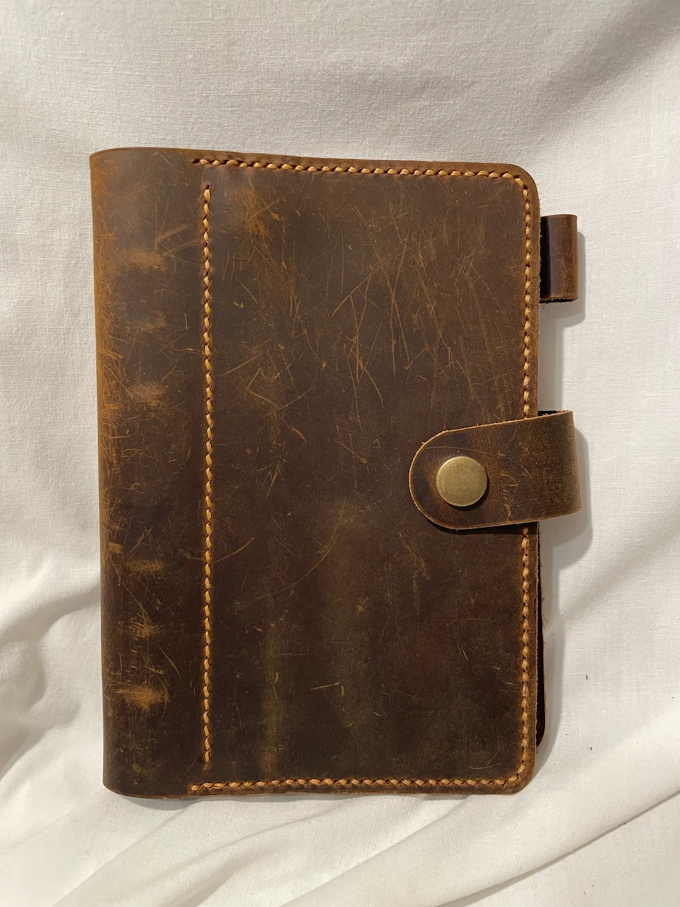 Distressed Leather 6 Ring Binder, “A6” Personal Size
