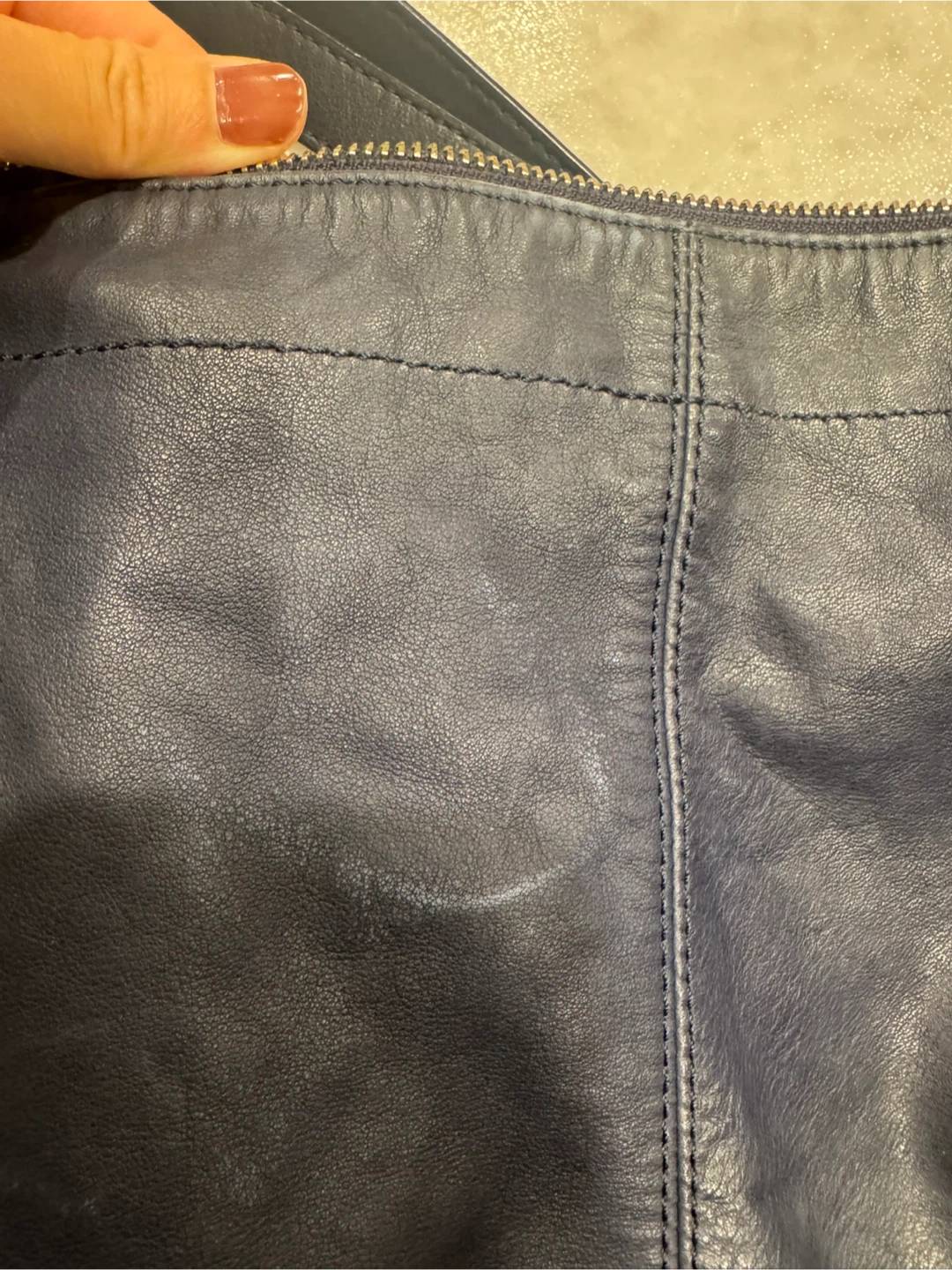 & Other Stories Navy Leather Shoulder Bag - photo 5