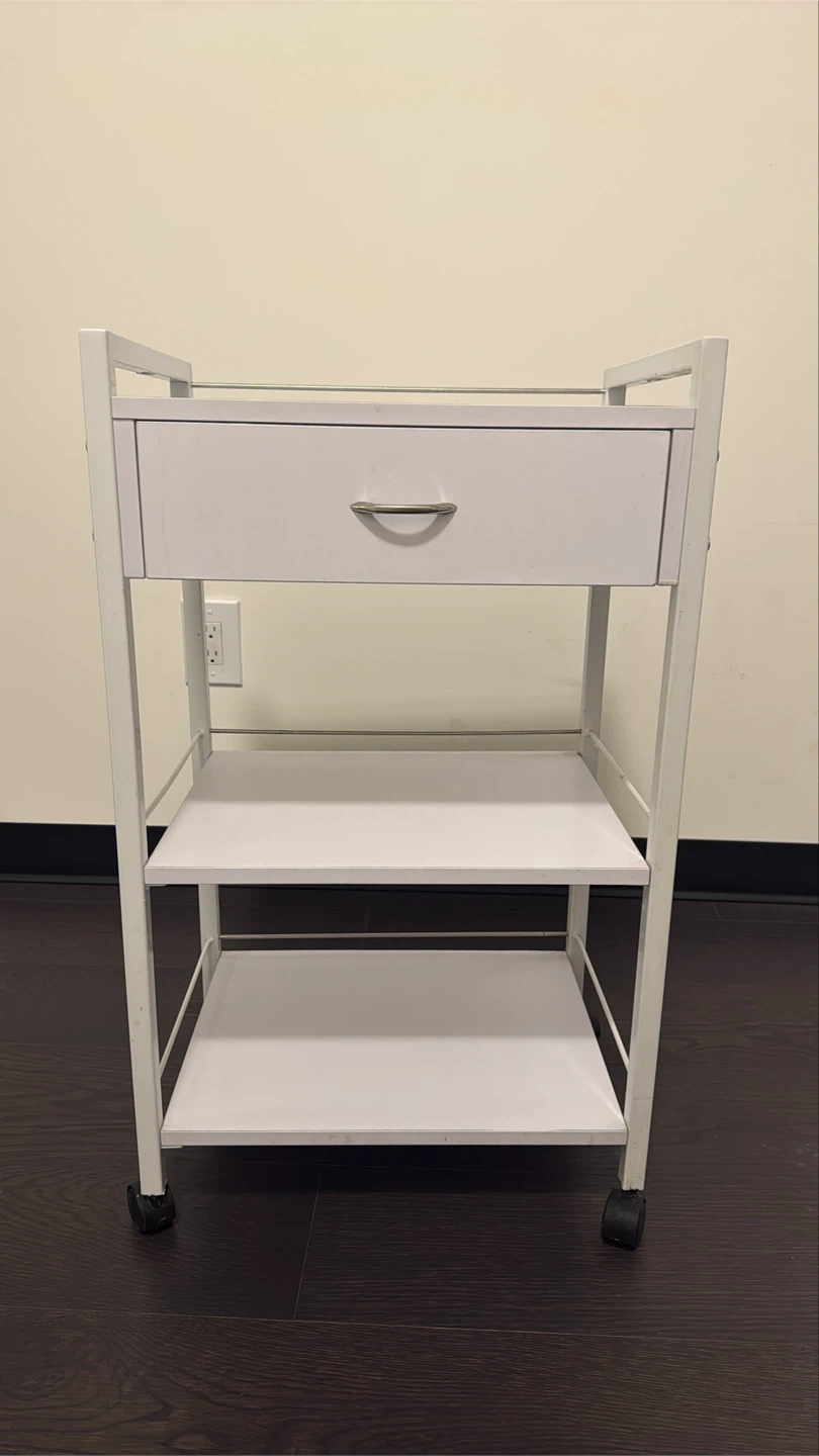 White Rolling Utility Cart with Drawer