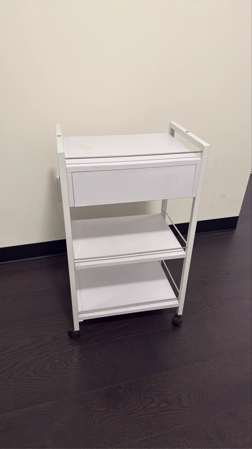 White Rolling Utility Cart with Drawer - photo 2