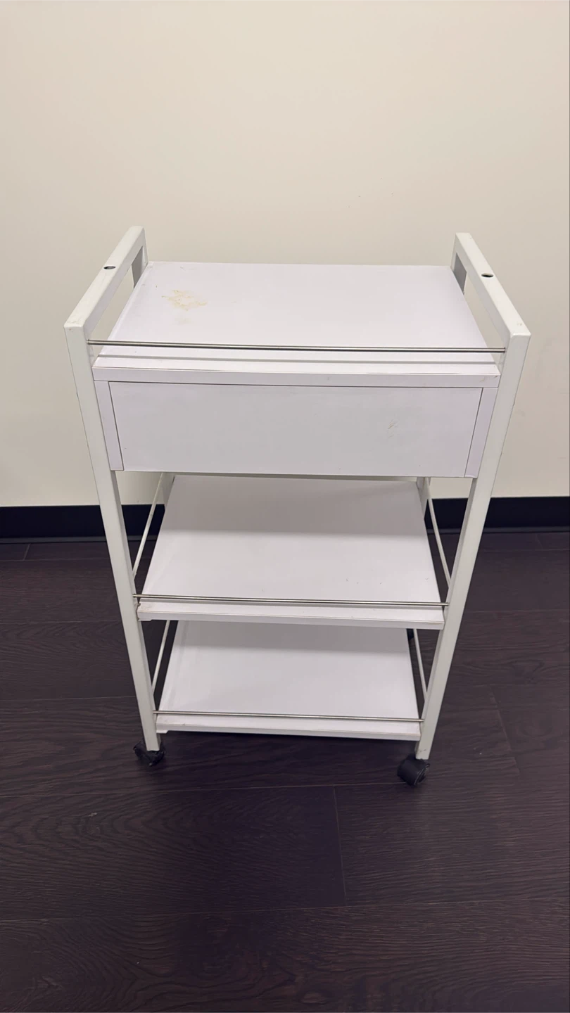 White Rolling Utility Cart with Drawer - photo 3