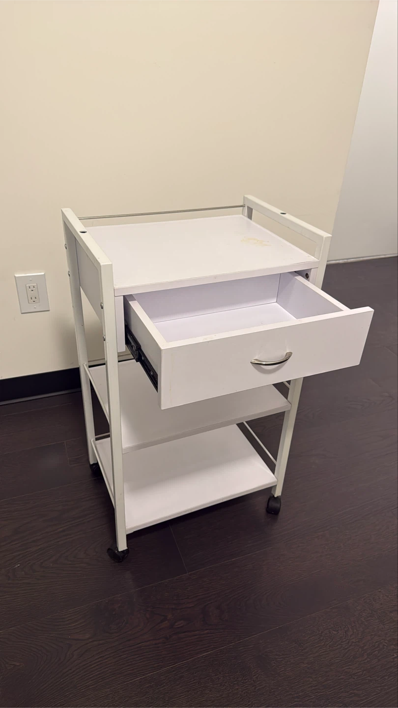 White Rolling Utility Cart with Drawer - photo 4